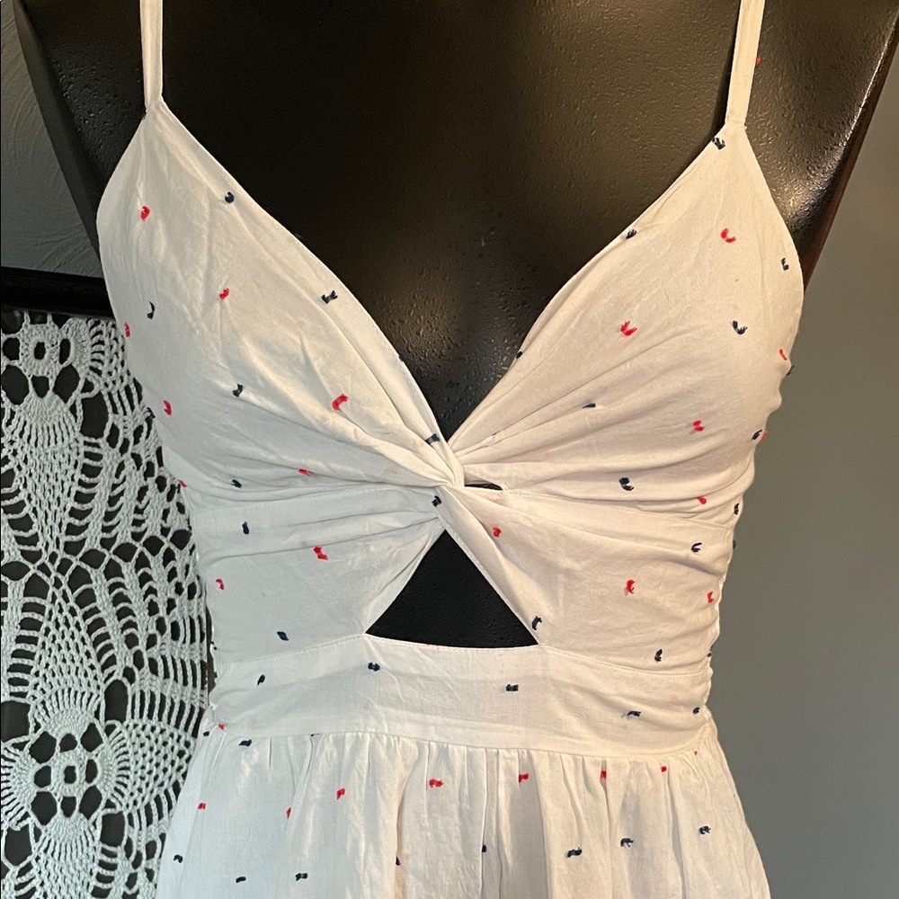 White Summer Twist-Front Spaghetti Strap Dress - Picture 2 of 5